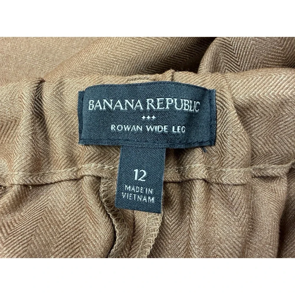 Banana Republic Rowan Brown Wide Leg Crop Pants Size 12 Officecore Careerwear